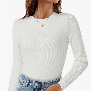 NWT Long Sleeve Mock Neck Ribbed Tops Slim Fitted Casual Basic Shirts